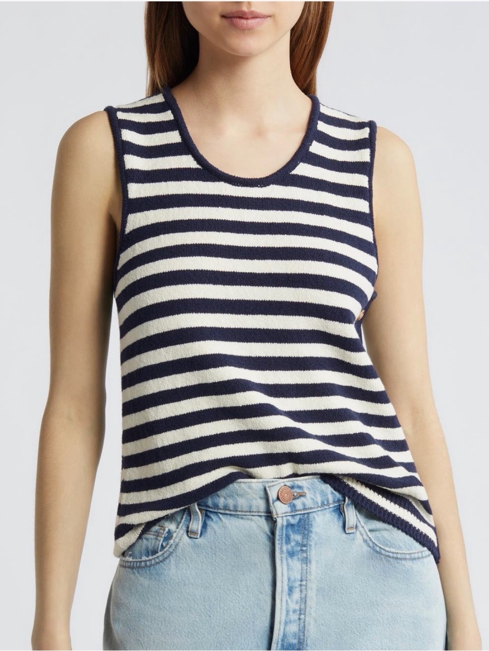 FRAME NWOT Mariner Striped Sweater Tank Top - Navy & White